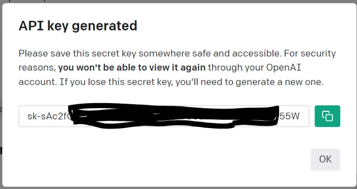 API key Generated API key Generation