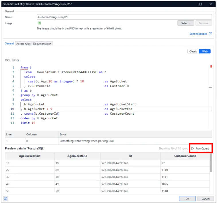 OQL View Entities