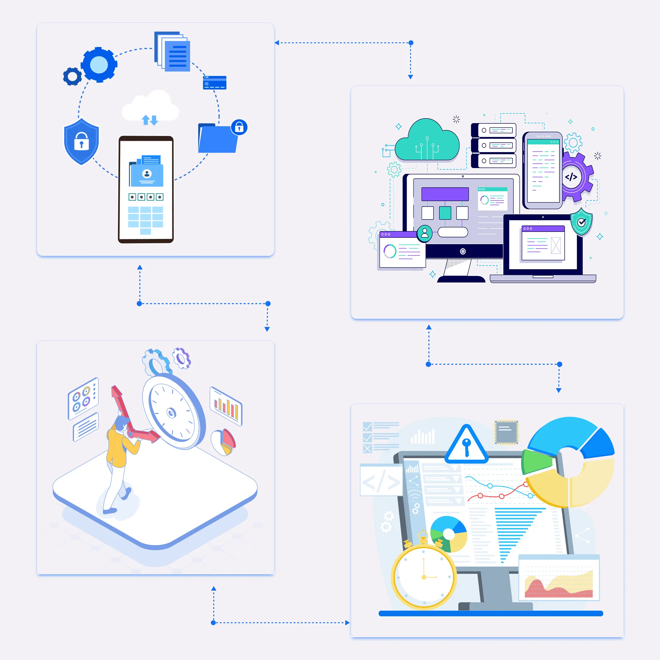 Compliance management challenges and legacy system workflow illustration