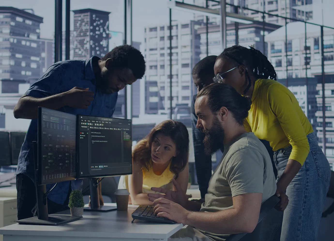 Team collaborating on Mendix order management solution development.