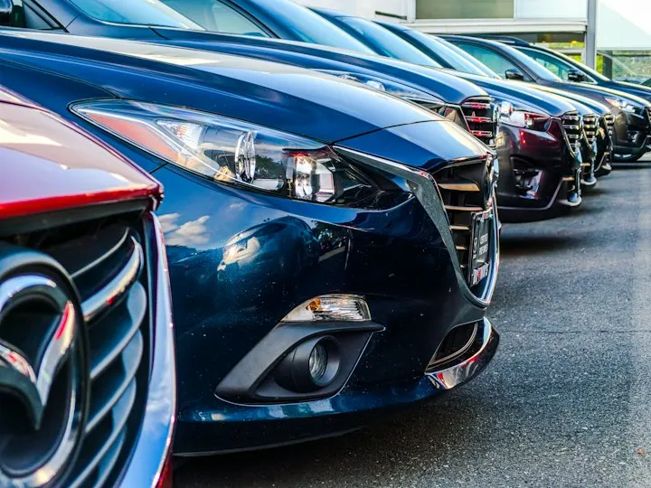 Rows of new cars